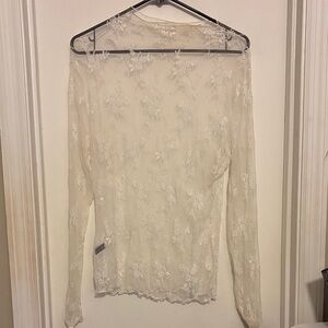 Amazon Cream Lace Long Sleeve Top